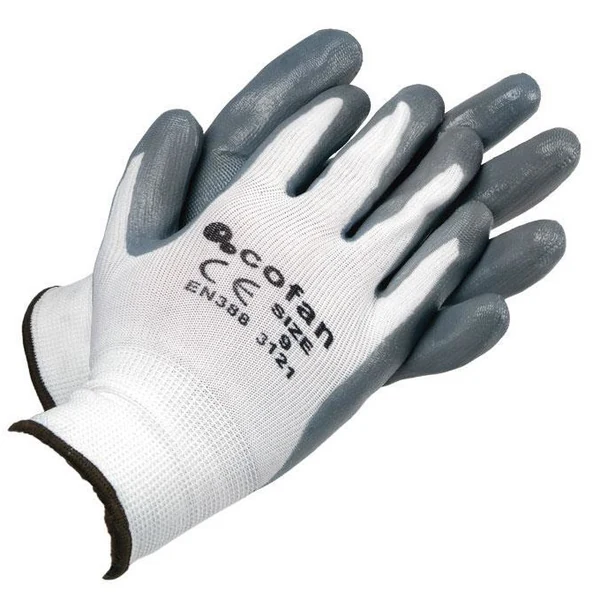 Guantes Soporte de Nylon Impregnados Gris-Blanco 12 pares Cofan 11000123